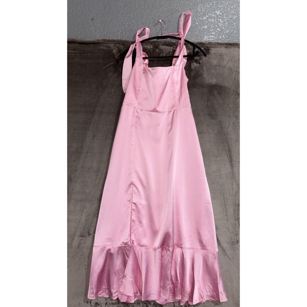 Show Me Your Mumu Garden Midi Dress Womens Large Light Pink Luxe Satin Lined - Picture 6 of 12